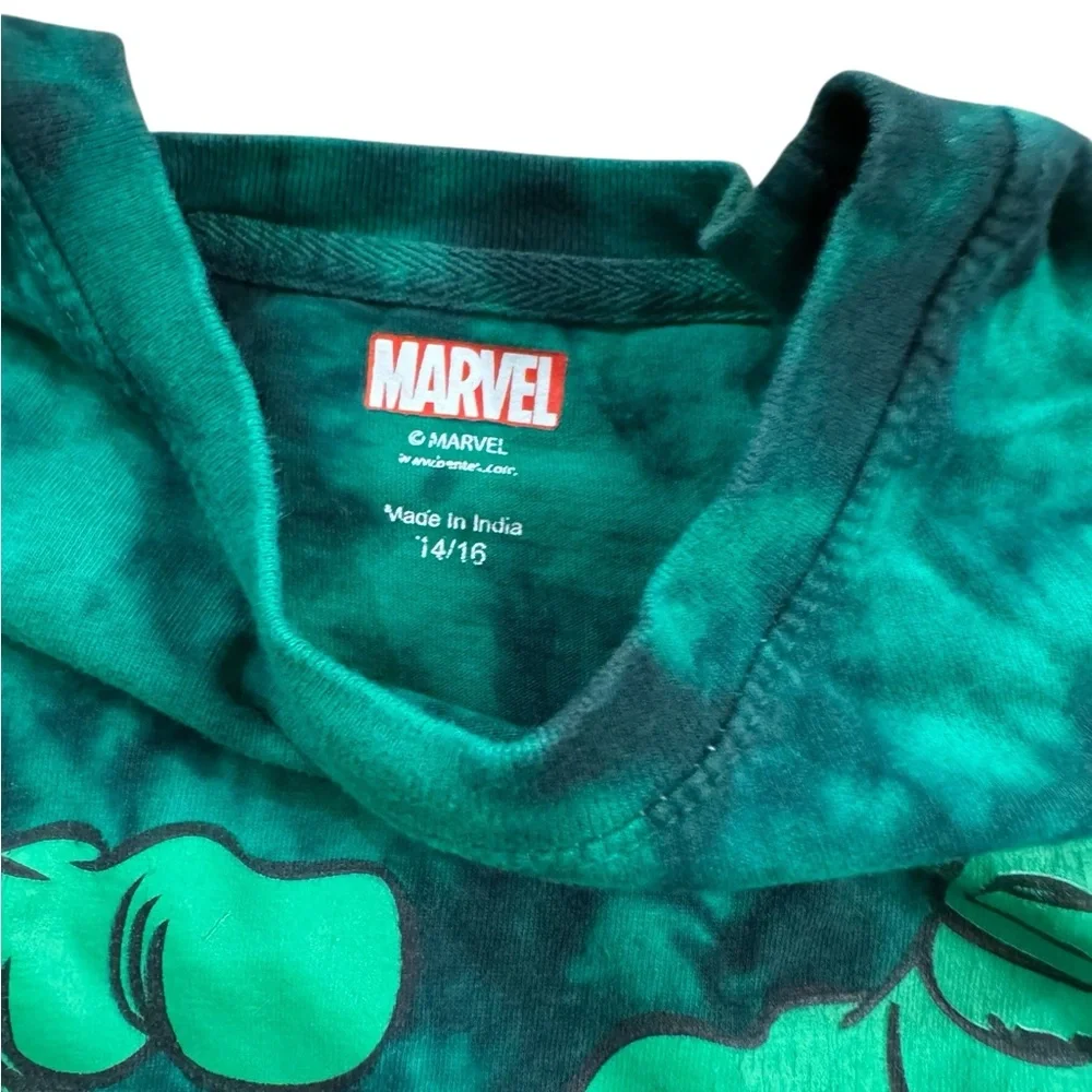 Marvel | Hulk Tie-Dye Kids T-Shirt - Green and Yellow Boys Size 14/16 Like New